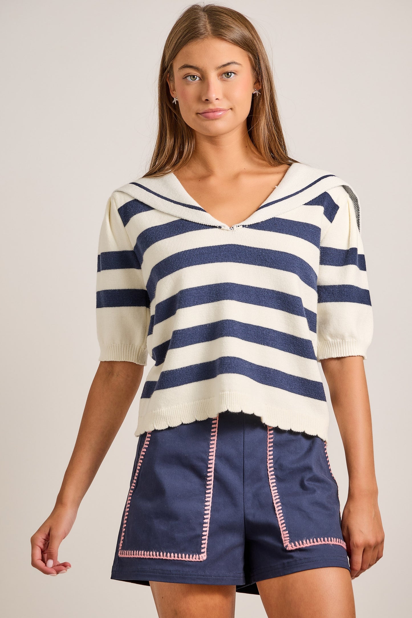 High Seas Contrast Stitch Nautical Shorts
