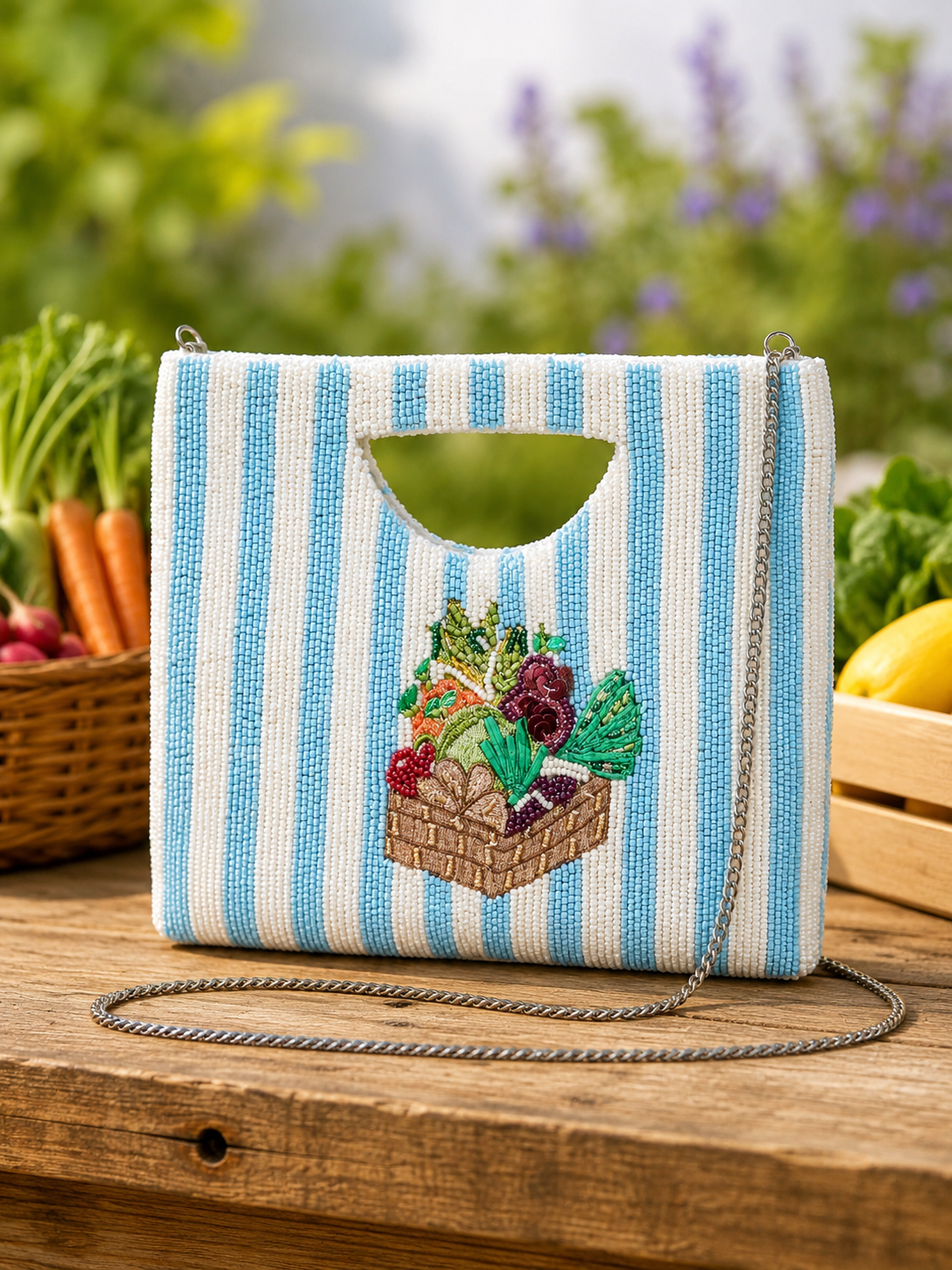 Cottage Gardener Beaded Clutch Shoulder Bag