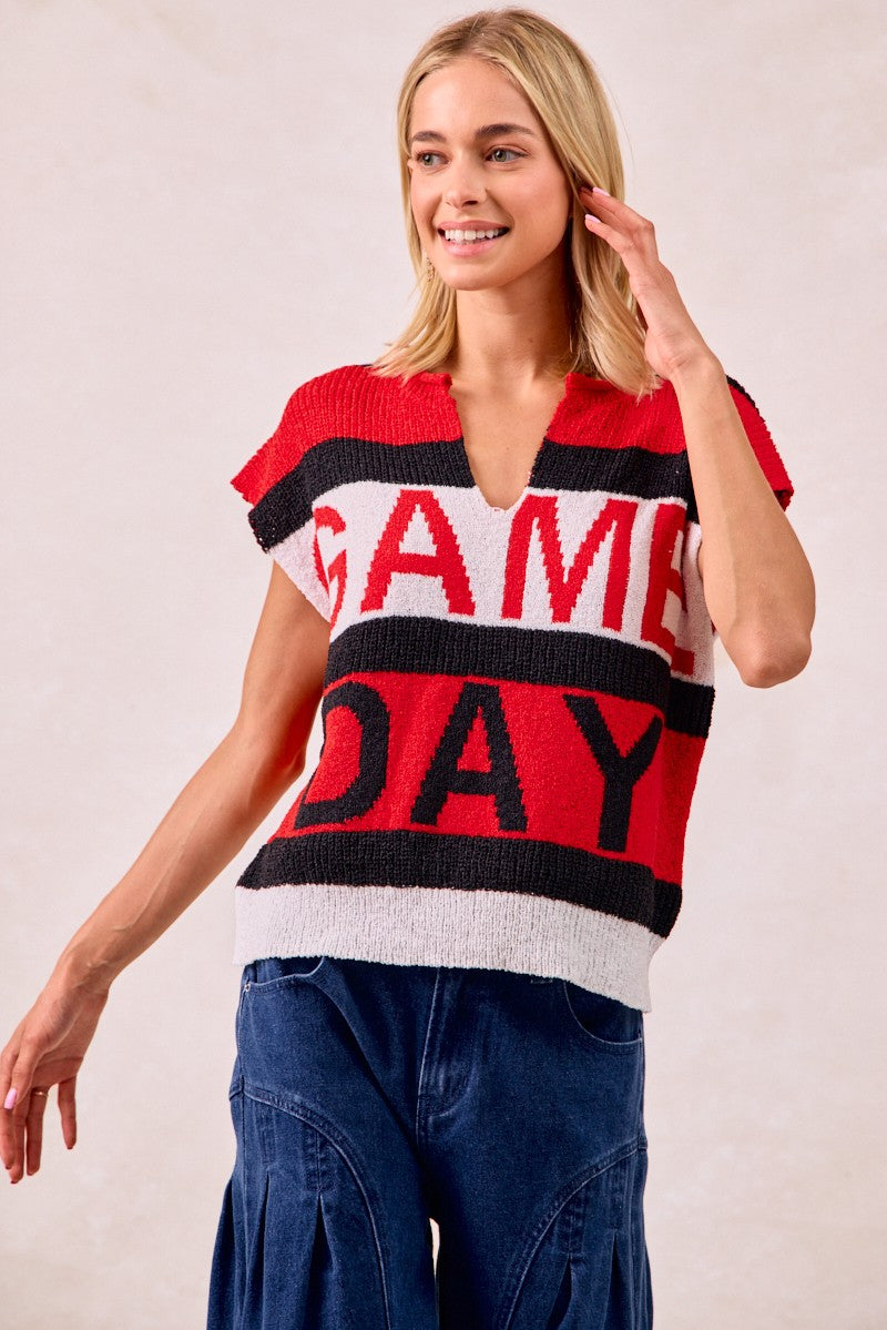 Georgia Bulldogs "GAME DAY" Sleeveless Knit Sweater Top