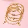 4PC Layered Gold Snake Butterfly Anklet Set