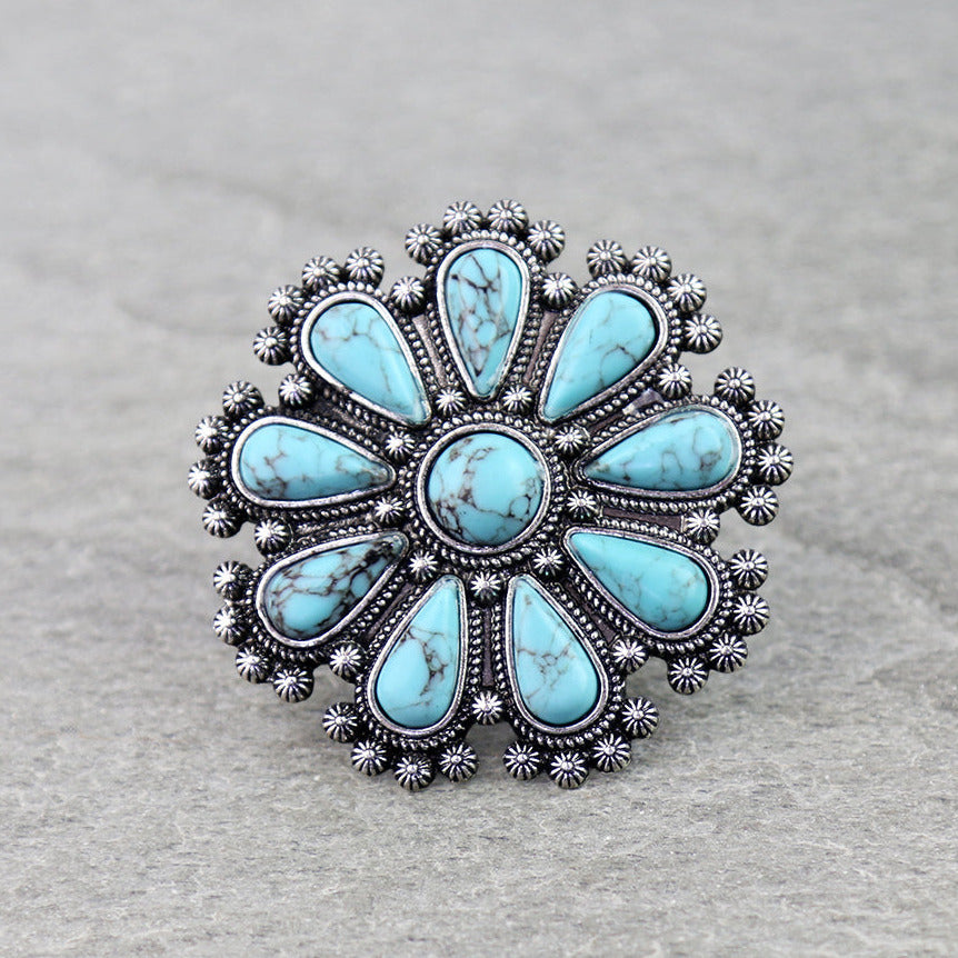 Big Desert Bloom Turquoise Ring