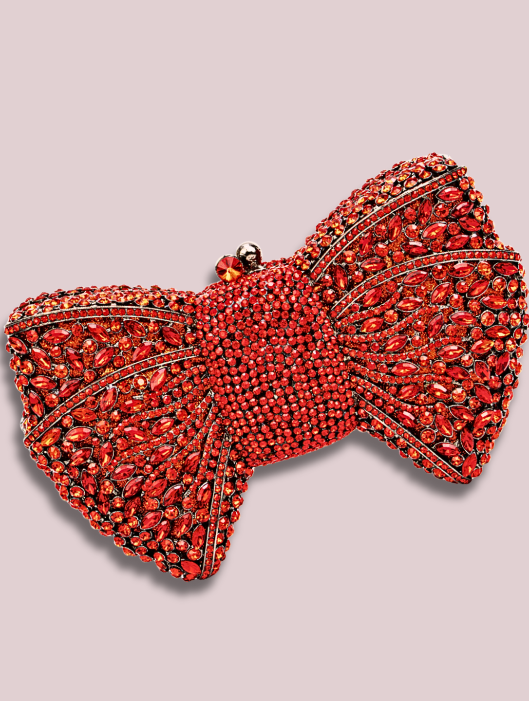 Austrian Crystal Red Bow Evening Clutch Handbag