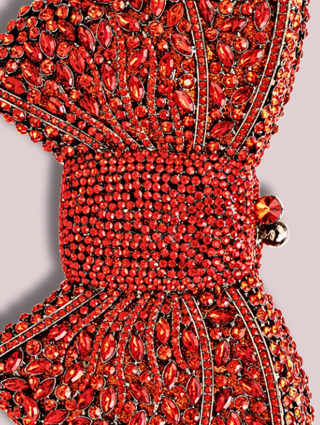 Austrian Crystal Red Bow Evening Clutch Handbag