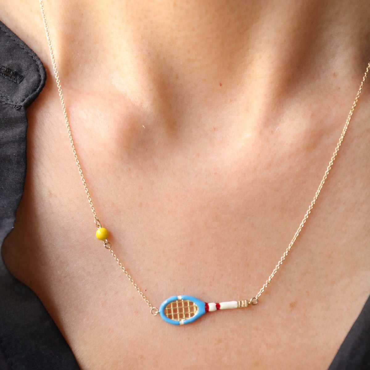 Court Couture Tennis Theme Pendant Necklace