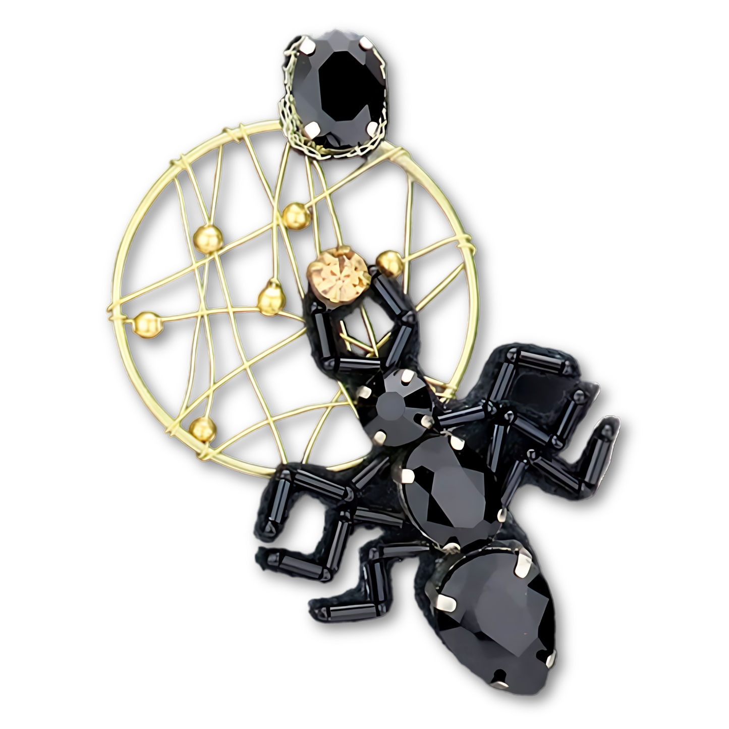 A Tangled Web Spider Topaz Austrian Crystal Stone Earrings