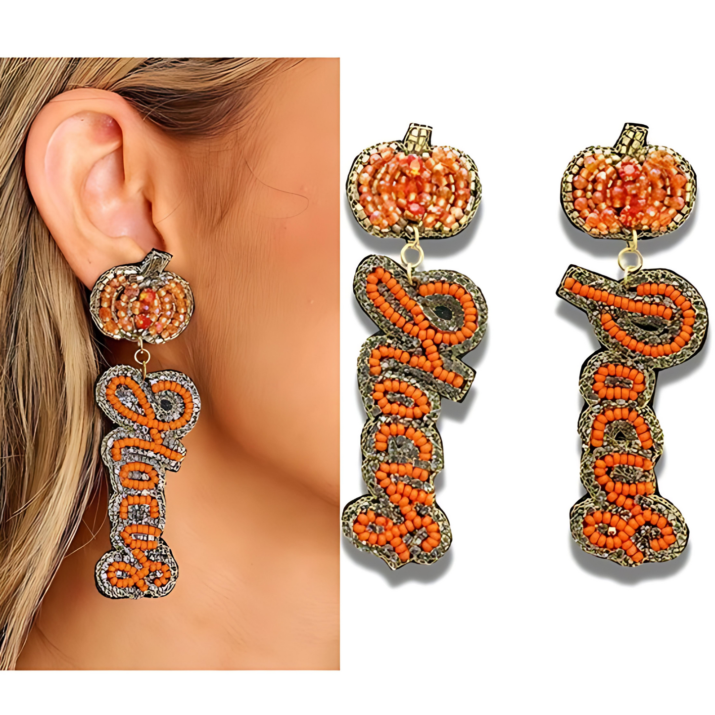Halloween Fall HOCUS POCUS Pumpkin Theme Beaded Earrings