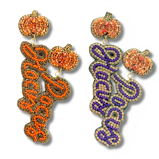 Halloween Fall HOCUS POCUS Pumpkin Theme Beaded Earrings