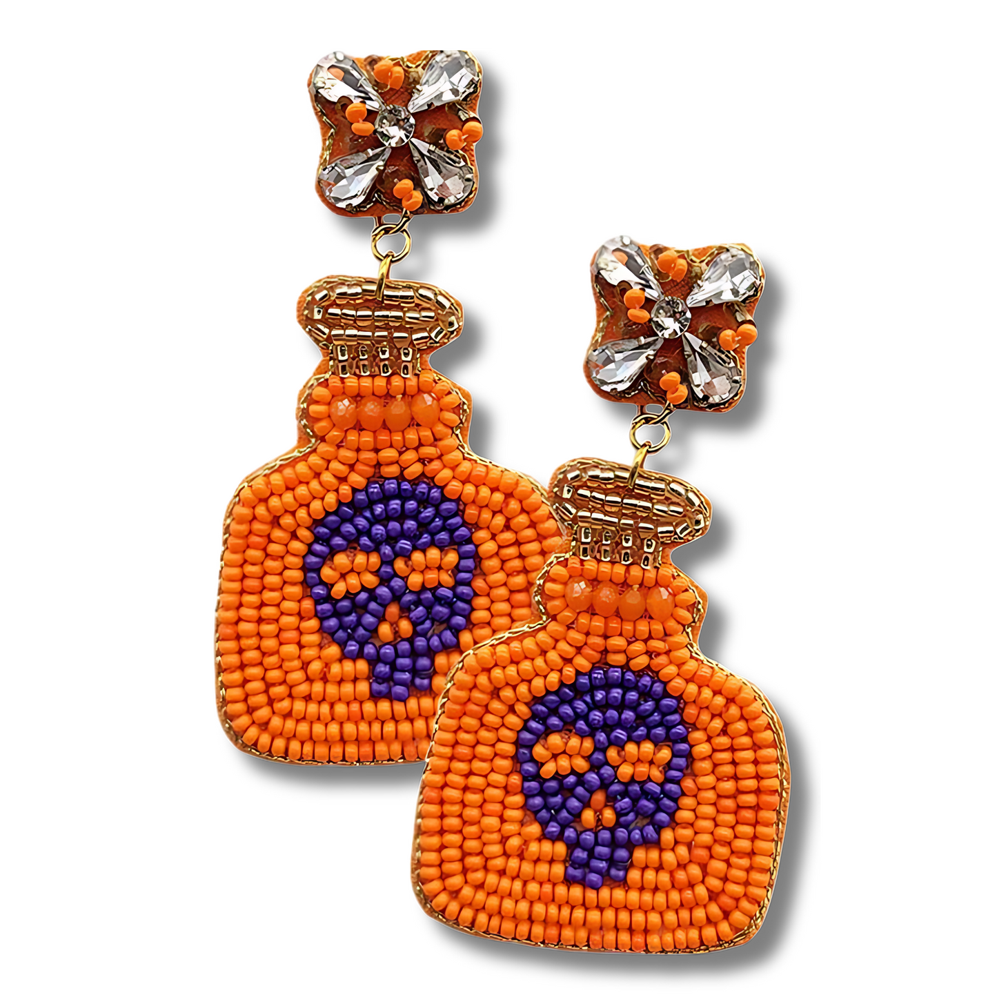 Pick Your Poison Seed Beaded Halloween Goth Earrings