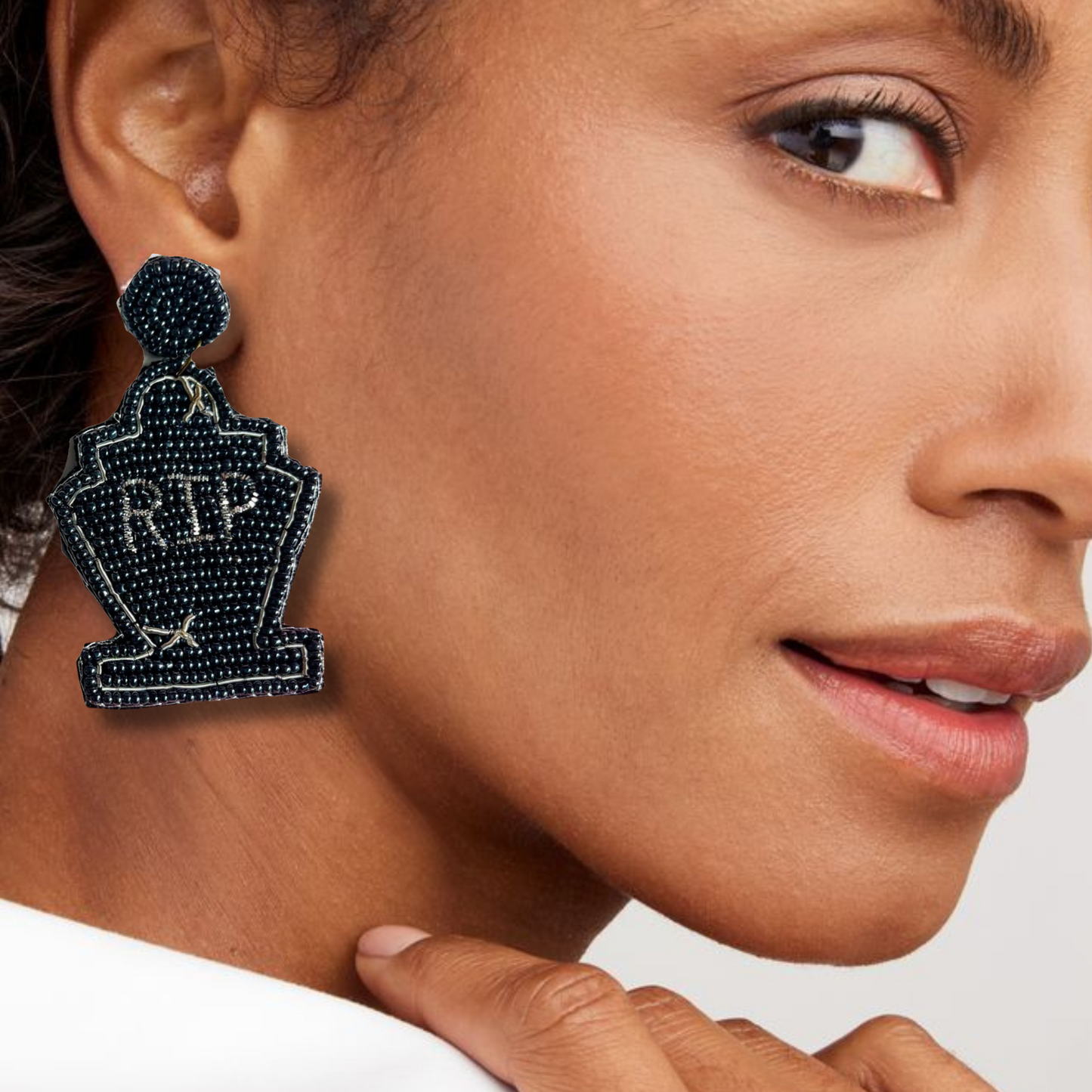 Halloween RIP Gravestone Cemetery Beaded Earrings