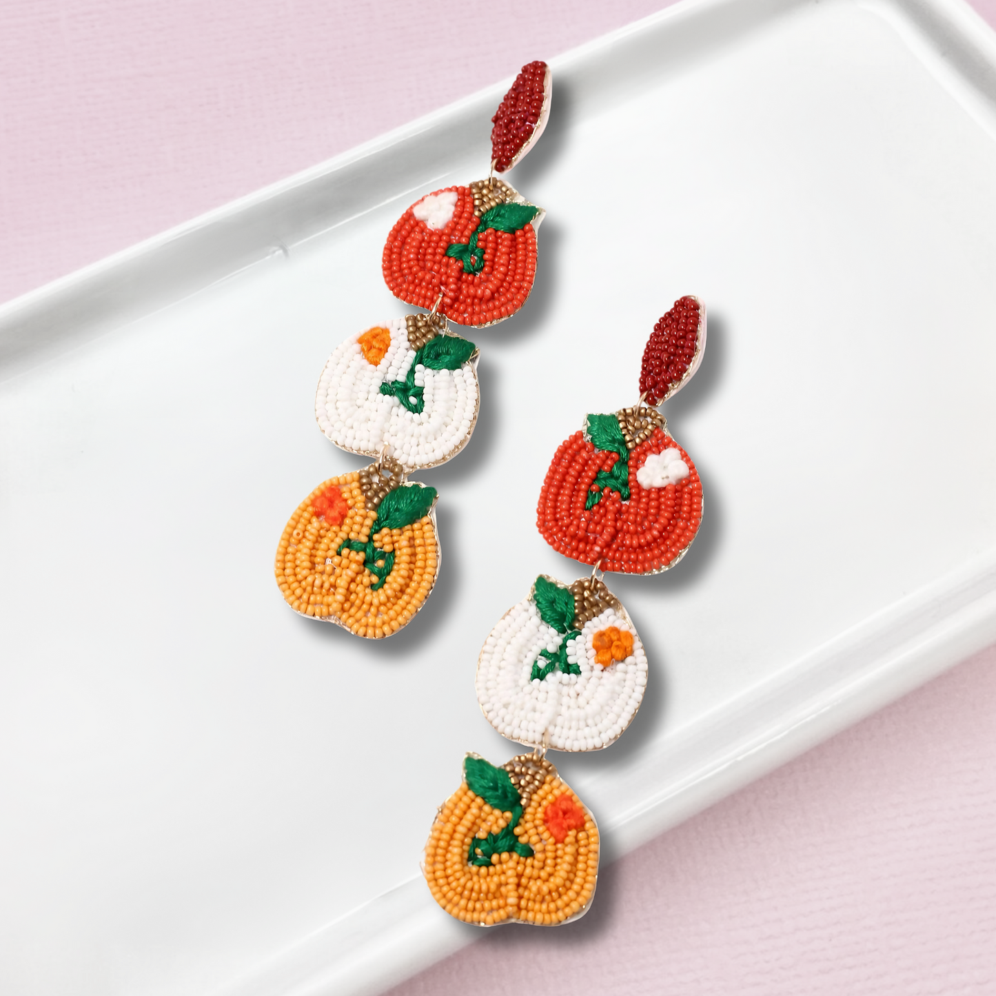 Pumpkin Patch Party Fall Autumn Theme Beaded Earrings