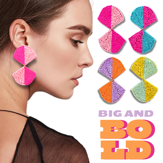 Two-Tone Pink Beaded Statement Earrings