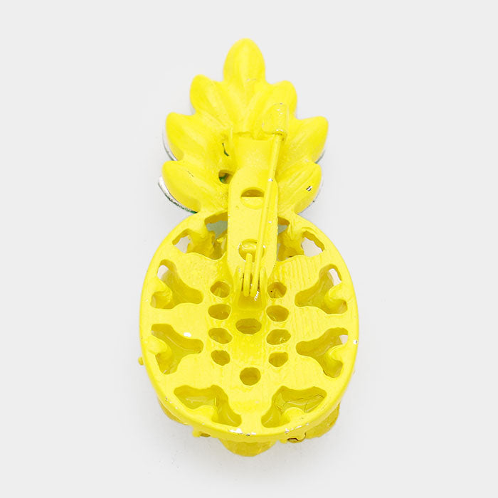 Rhinestone Embellished Pineapple Pin Brooch