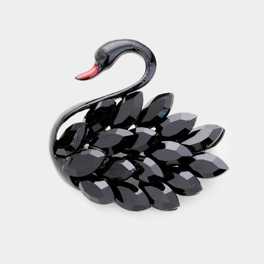 Swan Marquise Crystal Pin Brooch
