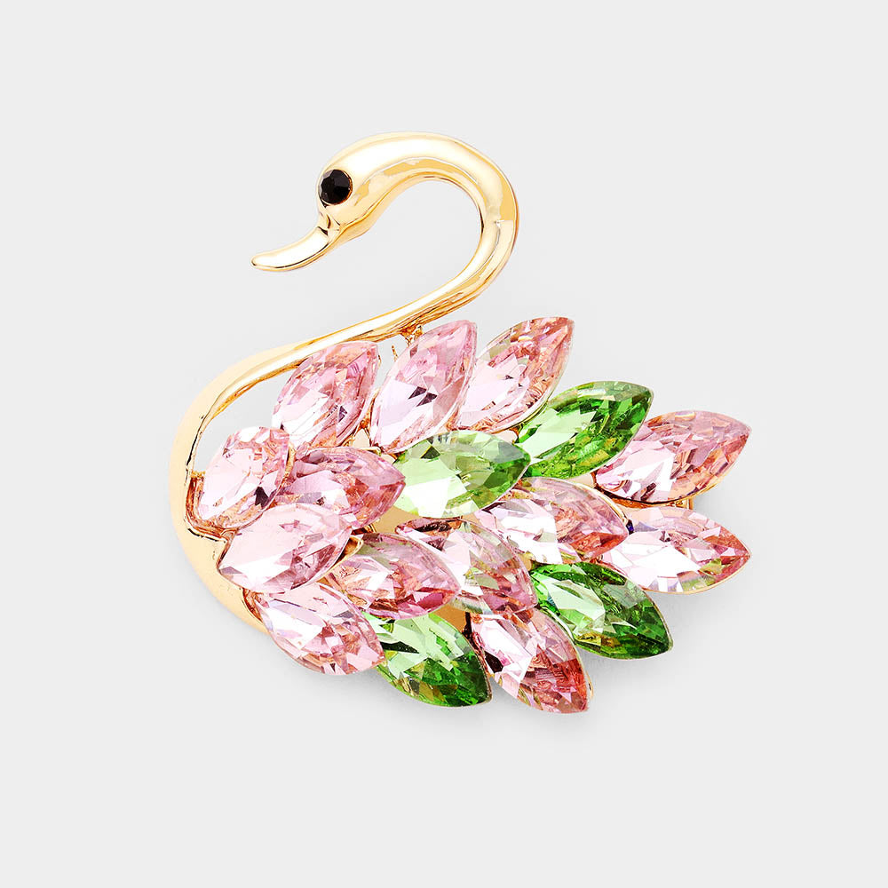Swan Marquise Crystal Pin Brooch