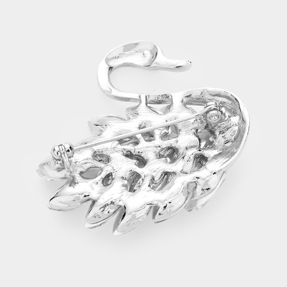 Swan Marquise Crystal Pin Brooch