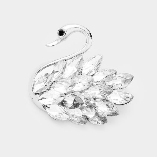 Swan Marquise Crystal Pin Brooch