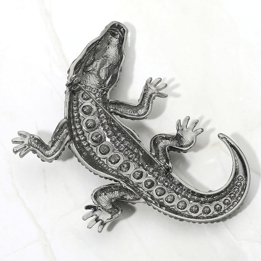 Austrian Crystal Rhinestone Alligator Brooch