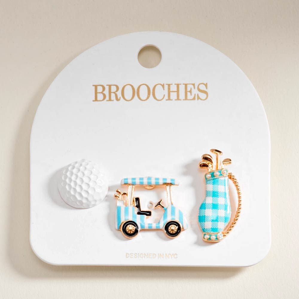 Conjunto de pendientes y collar con pasador esmaltado de bandera para hoyo de golf