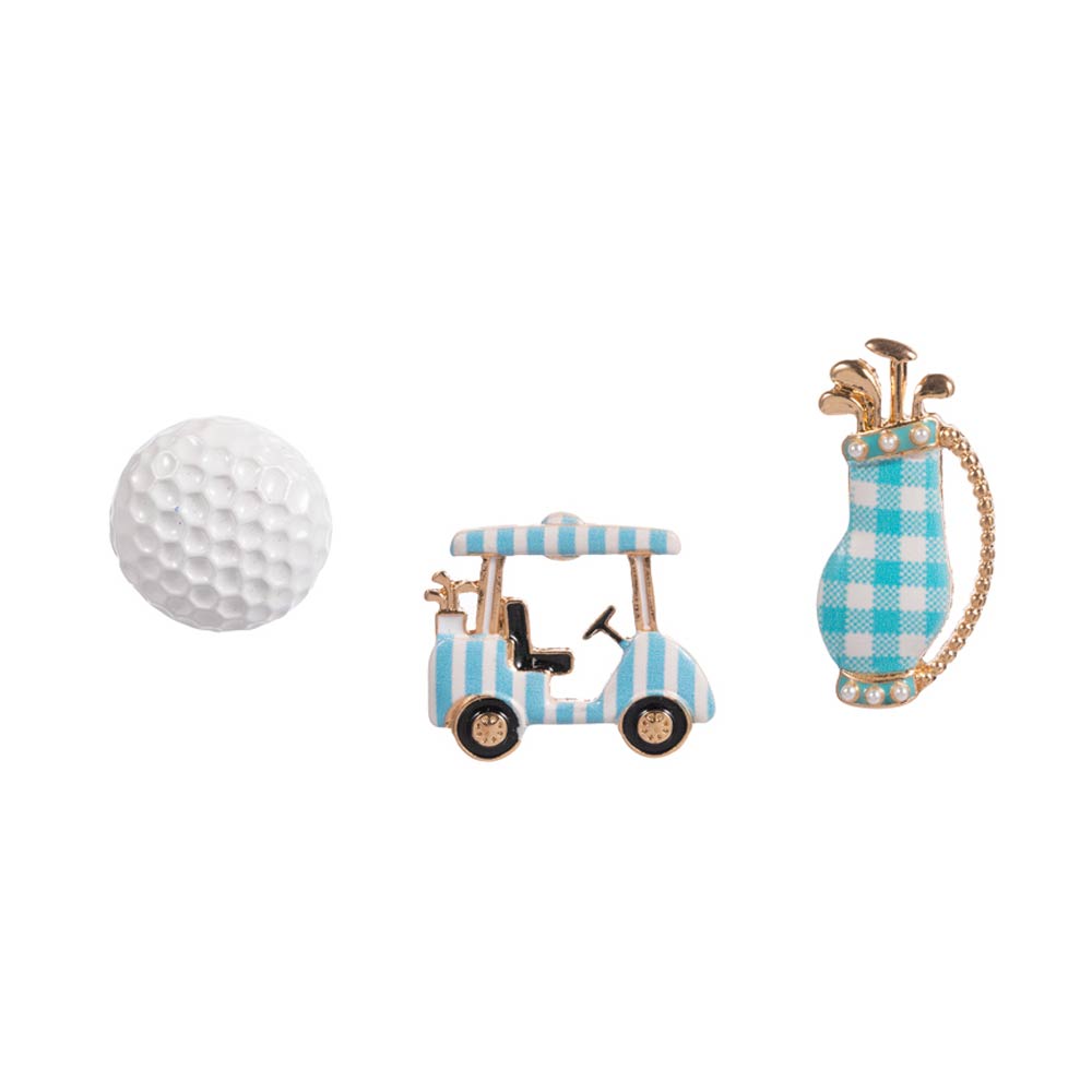 Conjunto de pendientes y collar con pasador esmaltado de bandera para hoyo de golf
