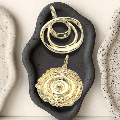 2PC Gold Plated Spiral Pendant Charms