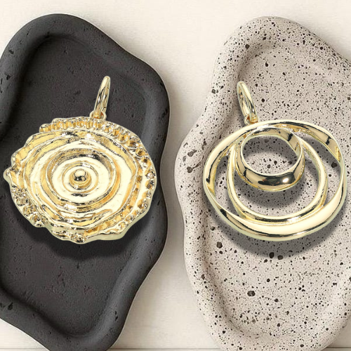 2PC Gold Plated Spiral Pendant Charms