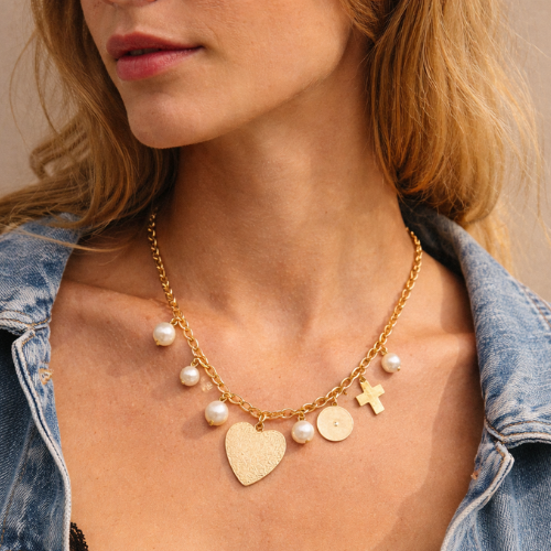 Love and Faith Pearl Charm Necklace