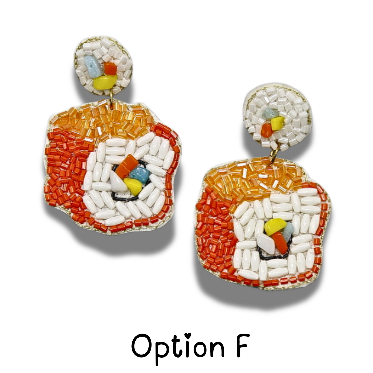 Japanese Sushi Food Theme Seed Beaded Earrings