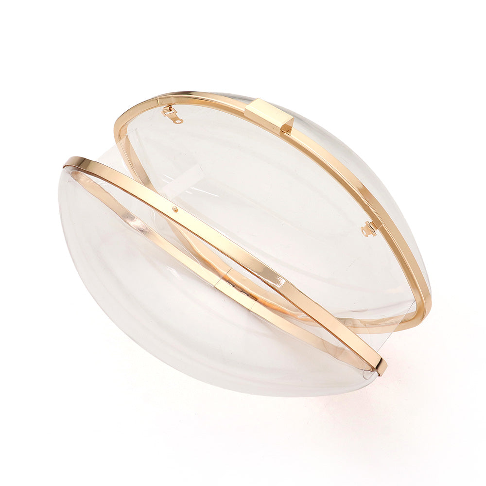 Gold Clear Metal Football Shaped Crossbody Bag
