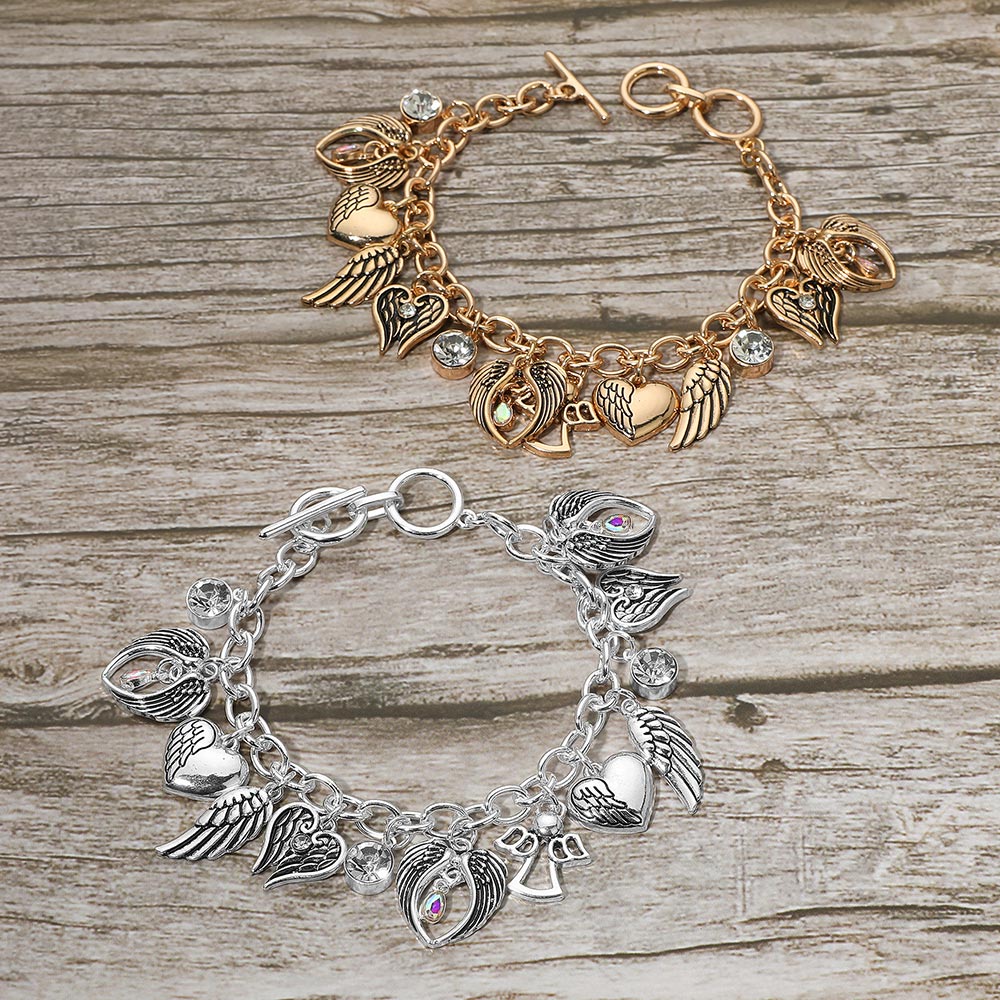 Gold On Angel Wings Charm Bracelet
