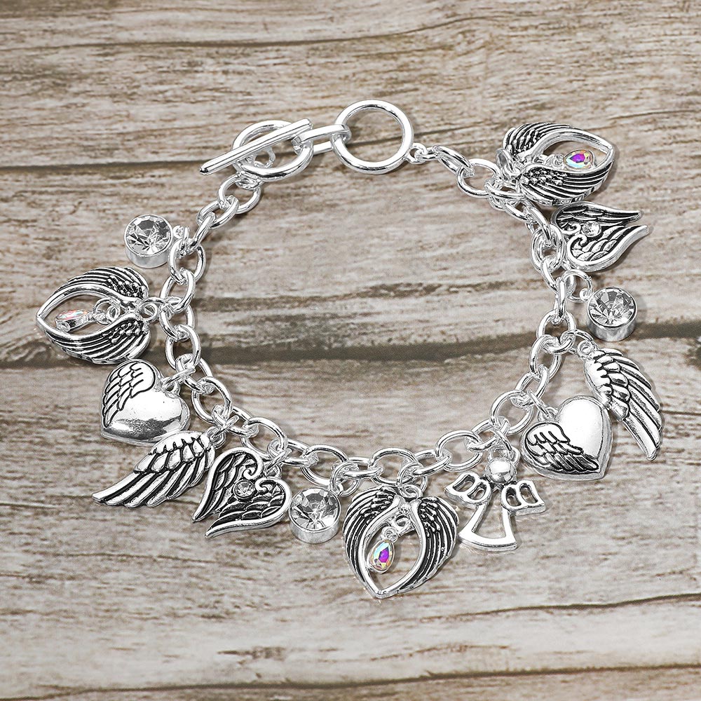 Gold On Angel Wings Charm Bracelet