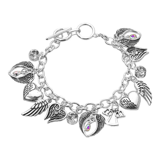 Gold On Angel Wings Charm Bracelet