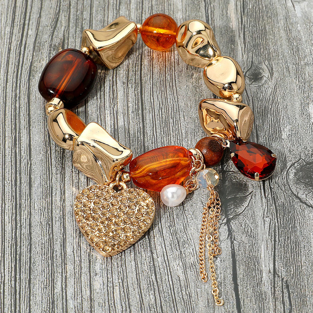 Have a Heart Pebble Stone Stretch Bracelet