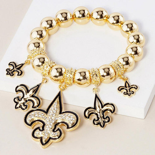 Fleur de Lis Rhinestone Charm Bracelet
