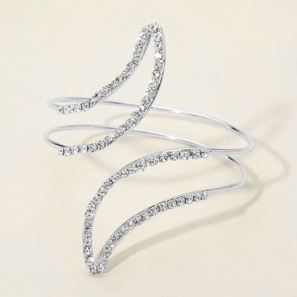 Crystal Sparkle Silver Arm Cuff Bracelet