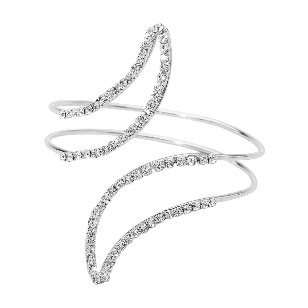 Crystal Sparkle Silver Arm Cuff Bracelet