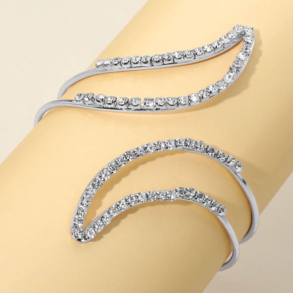 Crystal Sparkle Silver Arm Cuff Bracelet
