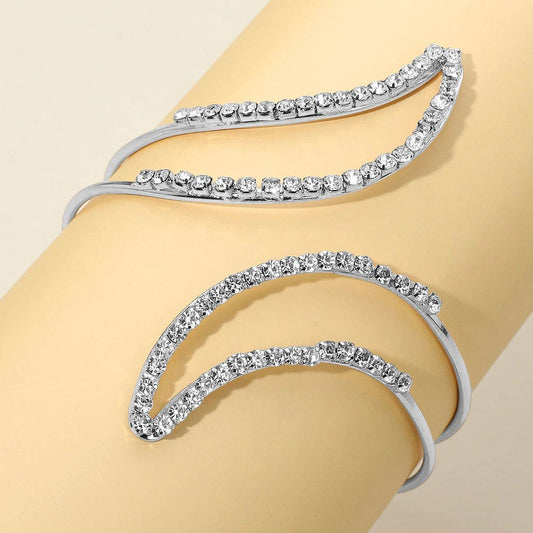Crystal Sparkle Silver Arm Cuff Bracelet