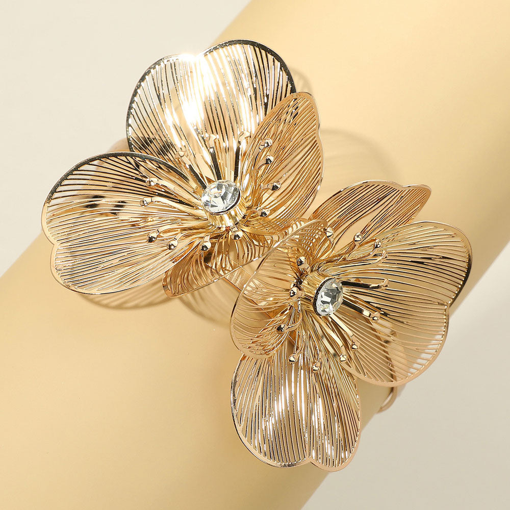 Gold Filigree Flower Arm Cuff Bracelet