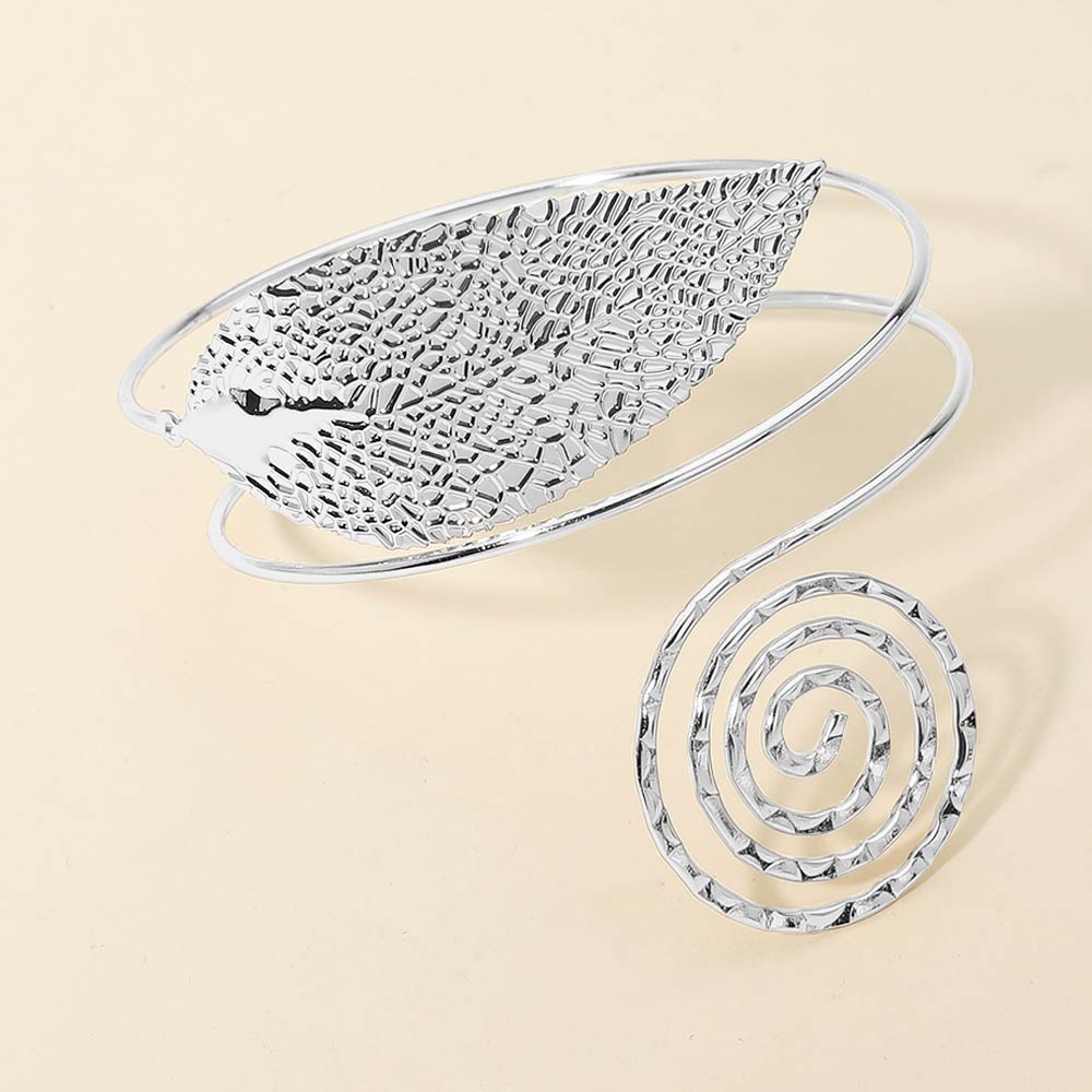 Leaf in The Wind Silver Arm Cuff Bracelet