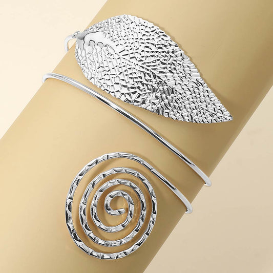 Leaf in The Wind Silver Arm Cuff Bracelet