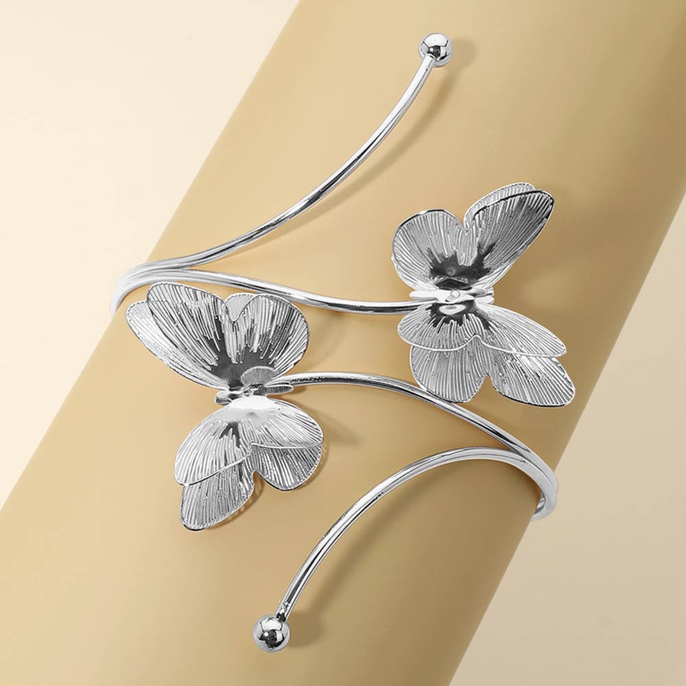 Butterflies in Flight Silver Arm Cuff Bracelet