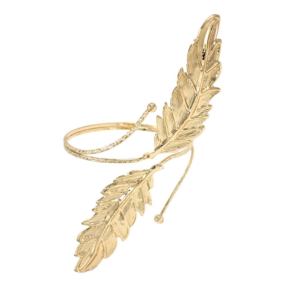 Double Leaf Gold Arm Cuff Bracelet