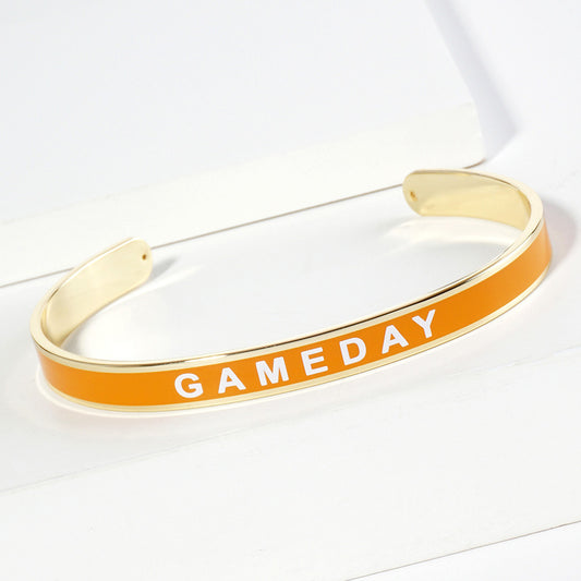 GAMEDAY 18K Gold Dipped Enamel Orange White Team Bracelet