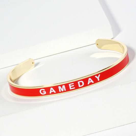GAMEDAY 18K Gold Dipped Enamel Red White Team Bracelet
