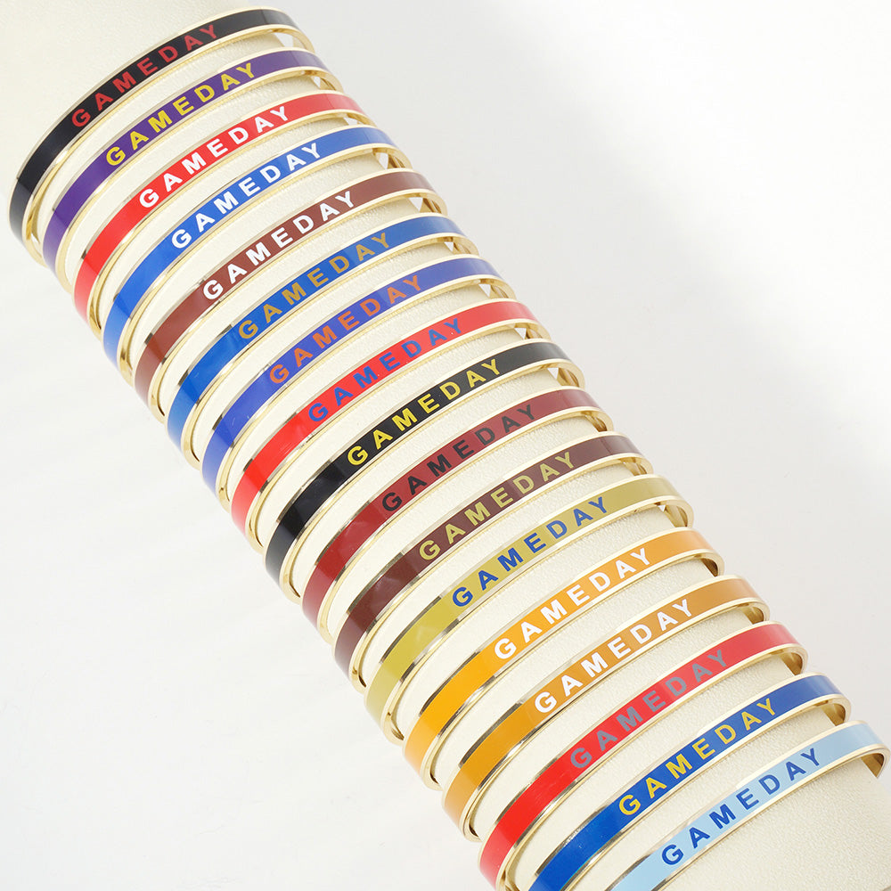 GAMEDAY 18K Gold Dipped Enamel Blue White Team Bracelet