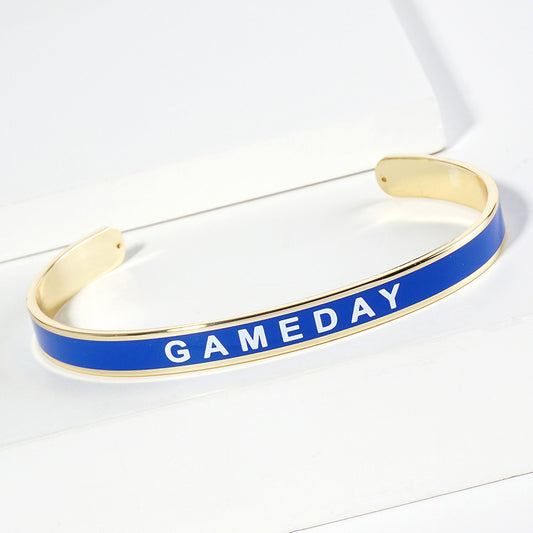 GAMEDAY 18K Gold Dipped Enamel Blue White Team Bracelet