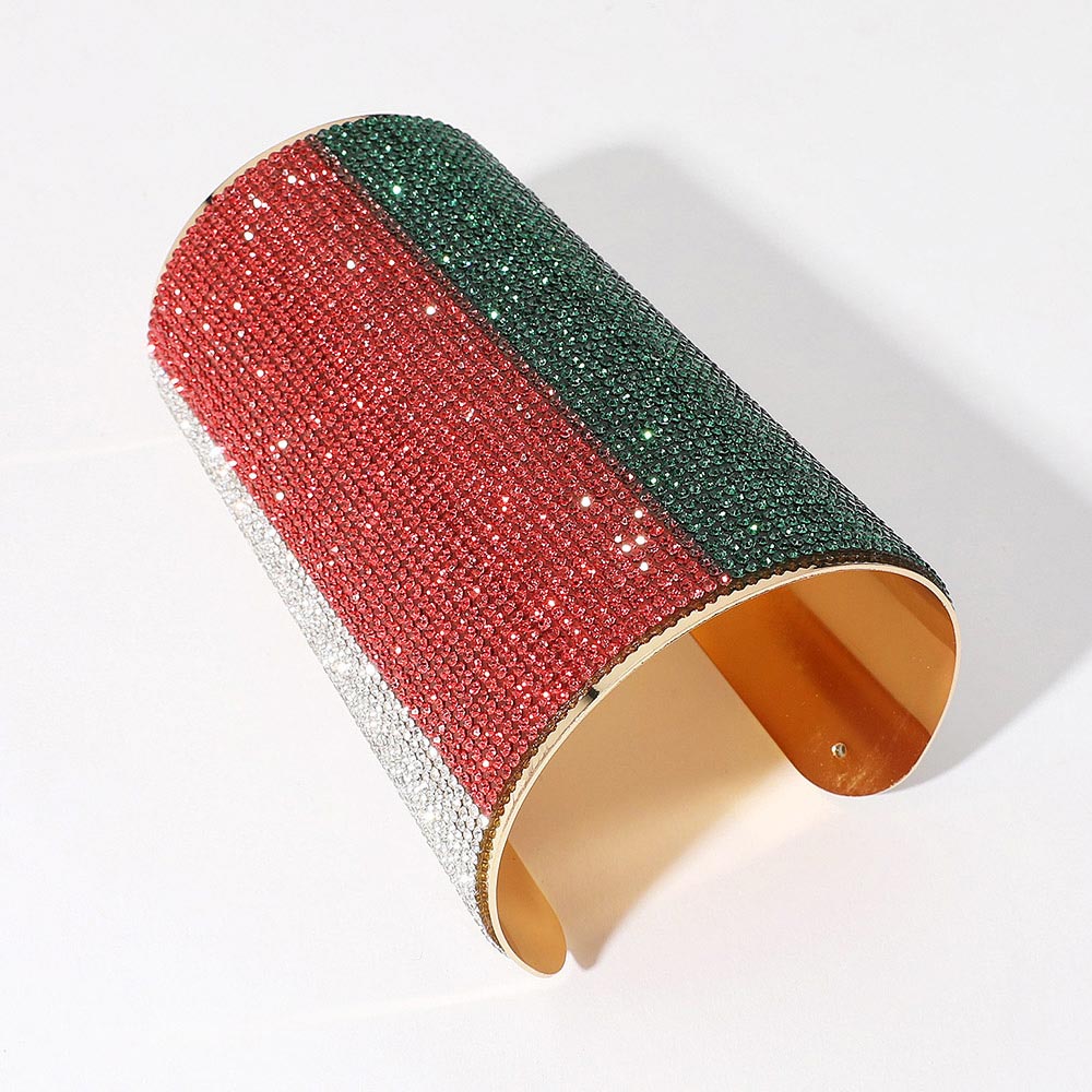 Crystal Italian Flag Theme Arm Cuff Bracelet