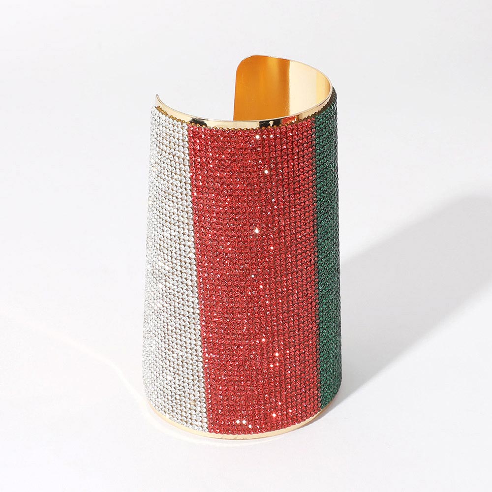 Crystal Italian Flag Theme Arm Cuff Bracelet