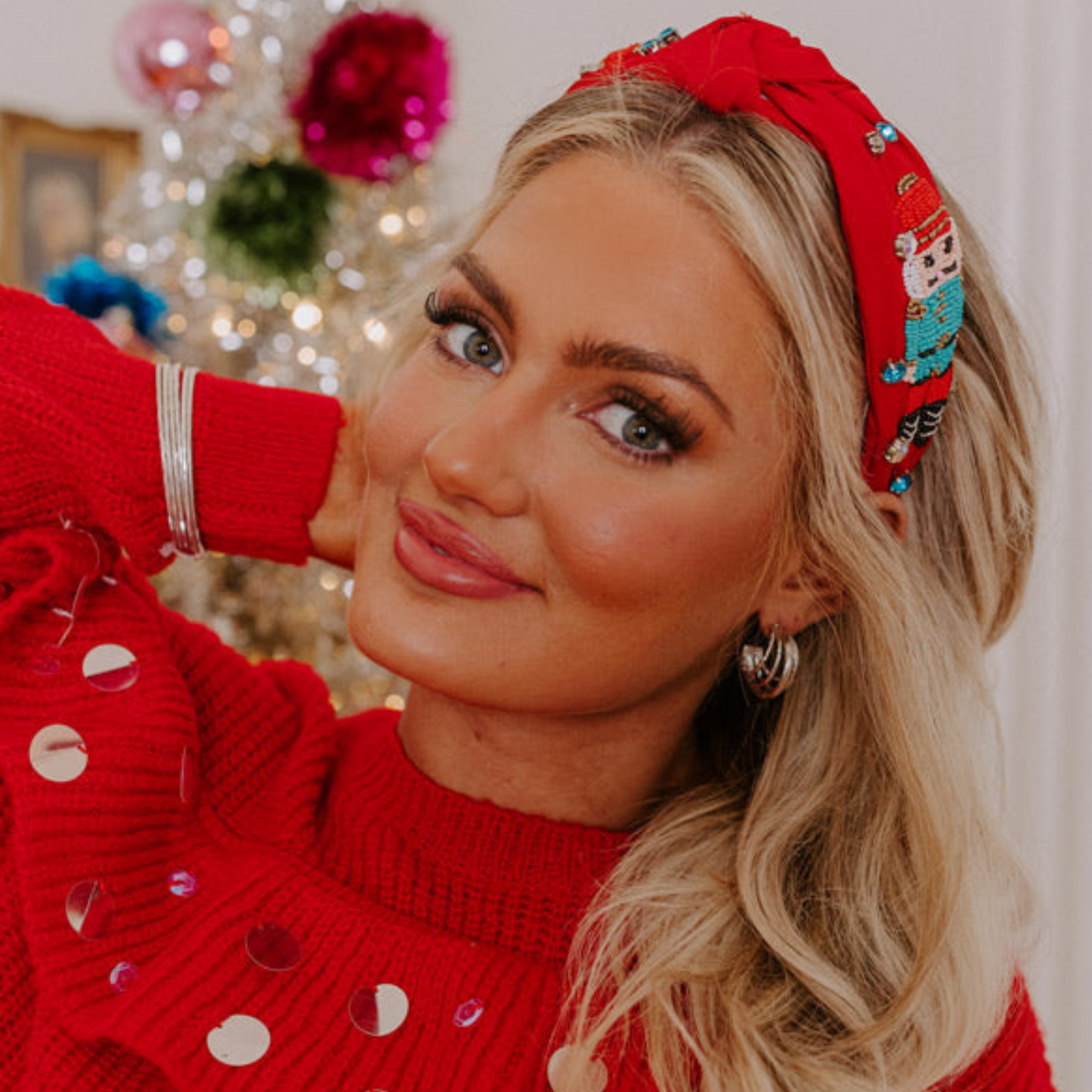 Christmas Nutcracker Beaded Crystal Top Knot Headband