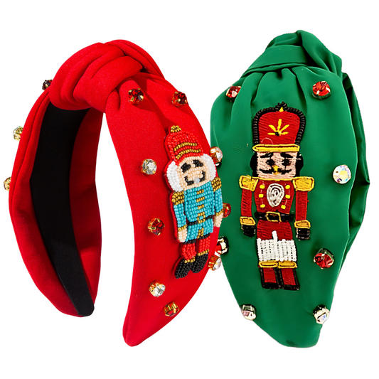 Christmas Nutcracker Beaded Crystal Top Knot Headband